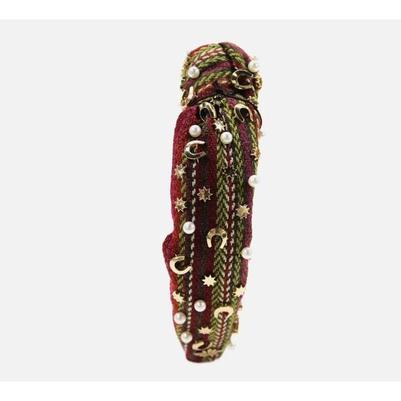 RARE Lele Sadoughi Horseshoe Star Pearl Embellished Knotted Bohemian Headband - Picture 4 of 10